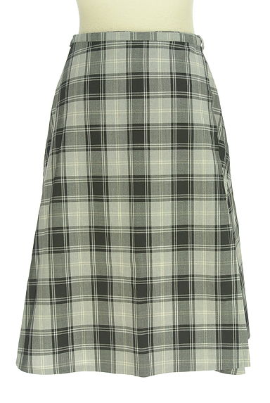 FUKUZO（フクゾー）の古着「膝丈チェック柄ラップスカート（スカート）」大画像２へ