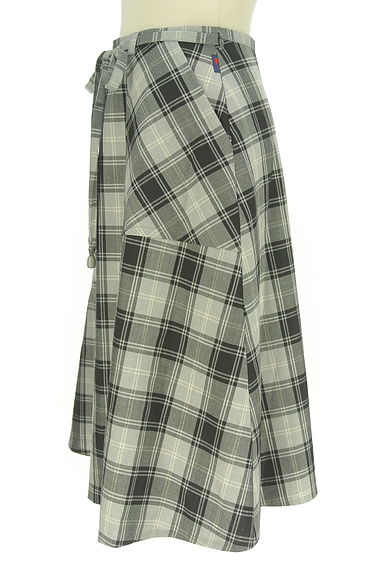 FUKUZO（フクゾー）の古着「膝丈チェック柄ラップスカート（スカート）」大画像３へ