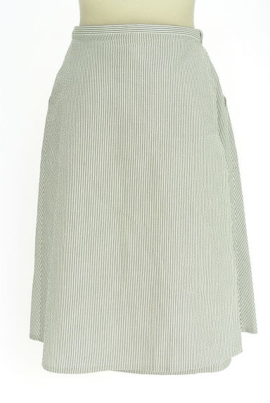 クリックで大画像表示 FUKUZO(フクゾー)の古着「膝丈サッカーストライプラップスカート(スカート)」大画像2へ