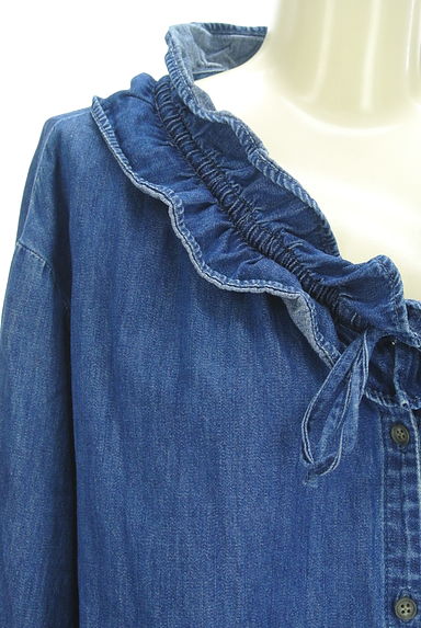 Rie Miller（リエミラー）の古着「フリルカラーデニムシャツ（ブラウス）」大画像４へ