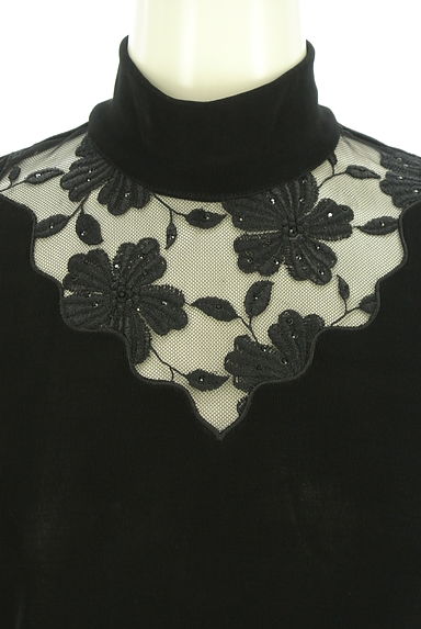 伊太利屋（イタリヤ）の古着「ハイネック花柄チュールレース切替カットソー（カットソー・プルオーバー）」大画像４へ