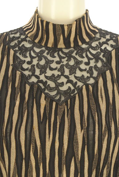 伊太利屋（イタリヤ）の古着「レース切替ゼブラ柄ハイネックカットソー（カットソー・プルオーバー）」大画像４へ