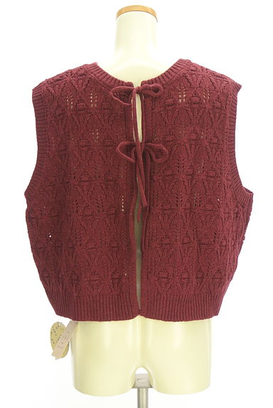 クリックで大画像表示 Samansa Mos2(サマンサモスモス)の古着「ゆべしコラボ 前後2WAY透かし編みニットベスト(ベスト・ジレ)」大画像2へ
