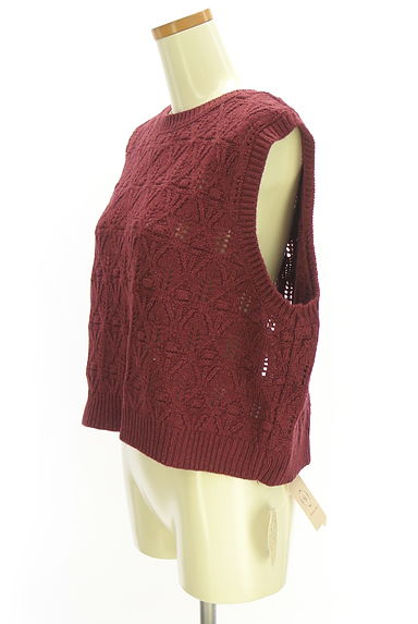 クリックで大画像表示 Samansa Mos2(サマンサモスモス)の古着「ゆべしコラボ 前後2WAY透かし編みニットベスト(ベスト・ジレ)」大画像3へ