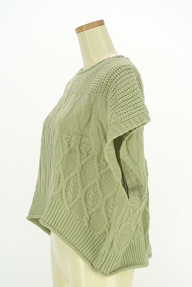 クリックで大画像表示 Samansa Mos2(サマンサモスモス)の古着「Samansa Mos2 blue パッチワークアランニットベスト(ベスト・ジレ)」大画像3へ