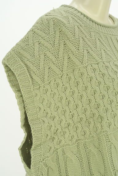 クリックで大画像表示 Samansa Mos2(サマンサモスモス)の古着「Samansa Mos2 blue パッチワークアランニットベスト(ベスト・ジレ)」大画像5へ