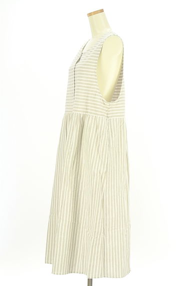 クリックで大画像表示 Samansa Mos2(サマンサモスモス)の古着「ボーダー×ストライプ コットンリネンワンピース(ワンピース・チュニック)」大画像3へ