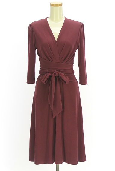 kay me（ケイミー）の古着「ウエストリボン膝丈起毛フレアワンピース（ワンピース・チュニック）」大画像１へ