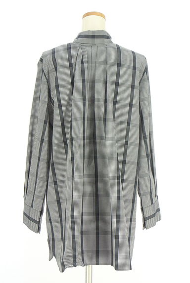 クリックで大画像表示 la.f...(ラエフ)の古着「ボウタイチェックシャツチュニック(ブラウス)」大画像2へ