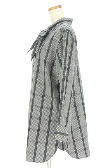 クリックで大画像表示 la.f...(ラエフ)の古着「ボウタイチェックシャツチュニック(ブラウス)」大画像3へ