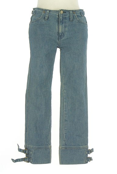 mash mania（マッシュマニア）の古着「サイドベルト付きクロップドデニムパンツ（デニムパンツ）」大画像１へ