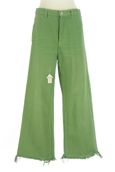 GALLARDAGALANTE（ガリャルダガランテ）の古着「ハイウエストフリンジツイルワイドパンツ（デニムパンツ）」大画像４へ