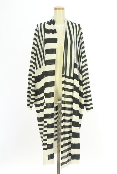 クリックで大画像表示 Y's(ワイズ)の古着「ボーダー切替ロングニットカーディガン(カーディガン・ボレロ)」大画像1へ