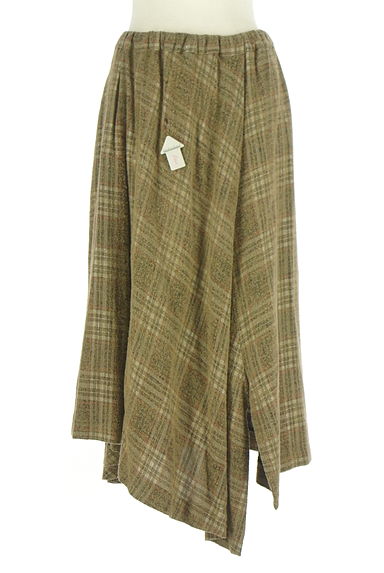 クリックで大画像表示 Y's(ワイズ)の古着「イレギュラーヘム起毛チェックスカート(ロングスカート・マキシスカート)」大画像4へ