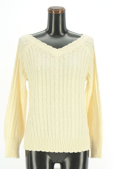 クリックで大画像表示 axes femme(アクシーズファム)の古着「パール付きケーブルニット(ニット)」大画像1へ