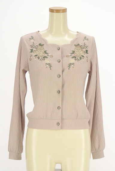 クリックで大画像表示 axes femme(アクシーズファム)の古着「花刺繍リブカーディガン(カーディガン・ボレロ)」大画像1へ