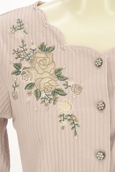 クリックで大画像表示 axes femme(アクシーズファム)の古着「花刺繍リブカーディガン(カーディガン・ボレロ)」大画像4へ