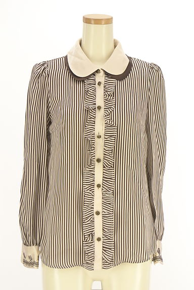 axes femme（アクシーズファム）の古着「ダブルカラーストライプサテンブラウス（ブラウス）」大画像１へ