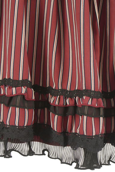 axes femme（アクシーズファム）の古着「ストライプ柄ティアードフリルミニスカート（ミニスカート）」大画像５へ