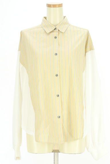 OSMOSIS（オズモーシス）の古着「loaf スウェット切替ストライプ柄シャツ（ブラウス）」大画像１へ