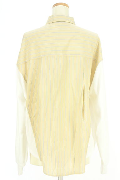 OSMOSIS（オズモーシス）の古着「loaf スウェット切替ストライプ柄シャツ（ブラウス）」大画像２へ