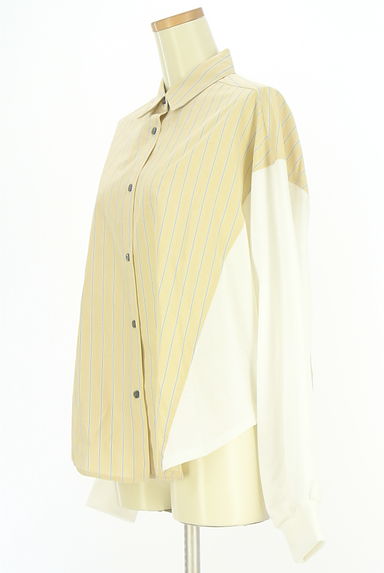 OSMOSIS（オズモーシス）の古着「loaf スウェット切替ストライプ柄シャツ（ブラウス）」大画像３へ