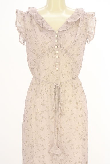 DEICY（デイシー）の古着「紐ベルト付き花柄シフォンロングワンピース（ワンピース・チュニック）」大画像４へ