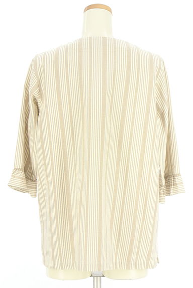 Samansa Mos2（サマンサモスモス）の古着「sm2rhythm 7分袖ノーカラーストライプ柄シャツ（ブラウス）」大画像２へ