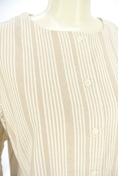 Samansa Mos2（サマンサモスモス）の古着「sm2rhythm 7分袖ノーカラーストライプ柄シャツ（ブラウス）」大画像４へ