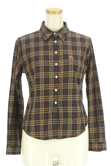 BURBERRY（バーバリー）の古着「チェック柄ラウンドヘムシャツ（ブラウス）」大画像１へ