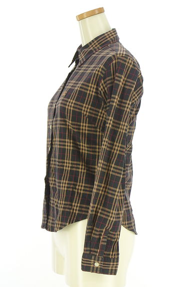 BURBERRY（バーバリー）の古着「チェック柄ラウンドヘムシャツ（ブラウス）」大画像３へ