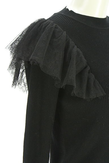 MISCH MASCH（ミッシュマッシュ）の古着「肩フリルモックネックリブニットトップス（ニット）」大画像４へ