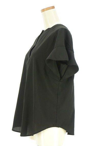 AZUL BY MOUSSY（アズールバイマウジー）の古着「キーネックフレンチスリーブカットソー（カットソー・プルオーバー）」大画像３へ