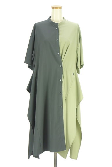 OSMOSIS（オズモーシス）の古着「サイドスリットバイカラーロングシャツ（ワンピース・チュニック）」大画像４へ