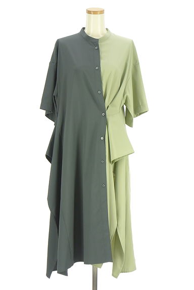 OSMOSIS（オズモーシス）の古着「サイドスリットバイカラーロングシャツ（ワンピース・チュニック）」大画像５へ