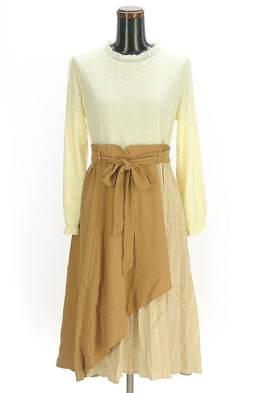 axes femme（アクシーズファム）の古着「ベルト付き異素材ドッキング膝下ワンピース（ワンピース・チュニック）」大画像１へ