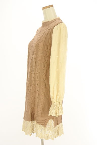 axes femme（アクシーズファム）の古着「チュールレース袖ケーブルニットチュニック（ワンピース・チュニック）」大画像３へ