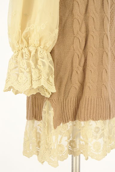 axes femme（アクシーズファム）の古着「チュールレース袖ケーブルニットチュニック（ワンピース・チュニック）」大画像５へ
