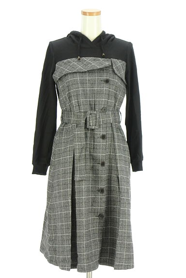 axes femme（アクシーズファム）の古着「パーカードッキング膝丈チェックワンピース（ワンピース・チュニック）」大画像１へ