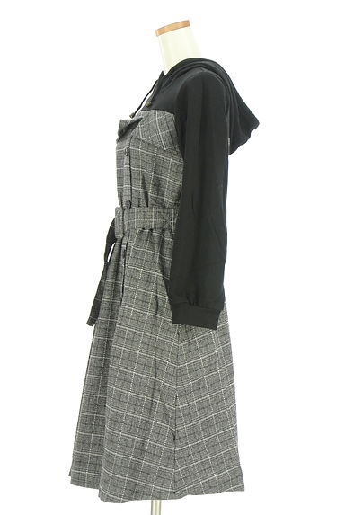 axes femme（アクシーズファム）の古着「パーカードッキング膝丈チェックワンピース（ワンピース・チュニック）」大画像３へ