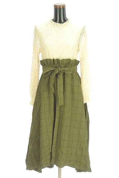 axes femme（アクシーズファム）の古着「ベルト付き異素材切替ミモレワンピース（ワンピース・チュニック）」大画像１へ