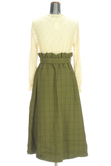 axes femme（アクシーズファム）の古着「ベルト付き異素材切替ミモレワンピース（ワンピース・チュニック）」大画像２へ