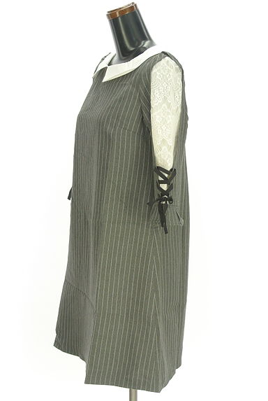 クリックで大画像表示 axes femme(アクシーズファム)の古着「袖レースストライプ柄ワンピース(ワンピース・チュニック)」大画像3へ