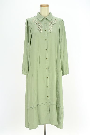 axes femme（アクシーズファム）の古着「花刺繍入りロングシャツワンピース（ワンピース・チュニック）」大画像１へ