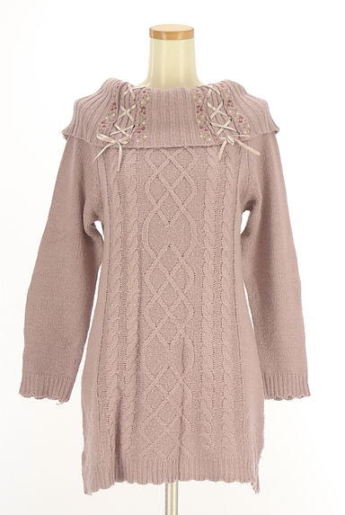 axes femme（アクシーズファム）の古着「オフタートルケーブルニットチュニック（ワンピース・チュニック）」大画像１へ