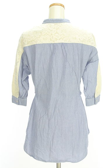 axes femme（アクシーズファム）の古着「レース切替7分袖ストライプブラウス（ブラウス）」大画像２へ