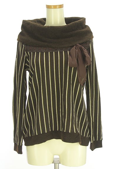 axes femme（アクシーズファム）の古着「ストライプオフショルプルオーバー（ニット）」大画像１へ