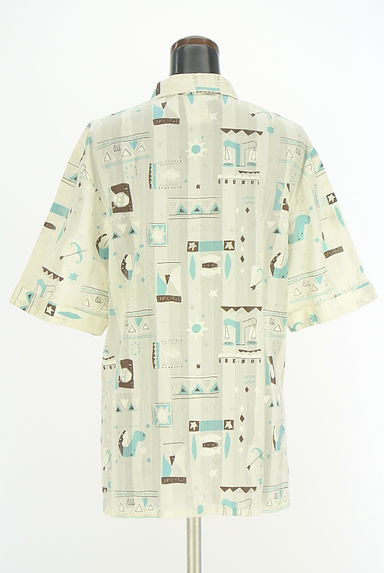 クリックで大画像表示 LEILIAN(レリアン)の古着「ストライプ×エスニックプリント 半そでシャツ(ブラウス)」大画像2へ