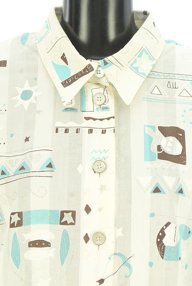 クリックで大画像表示 LEILIAN(レリアン)の古着「ストライプ×エスニックプリント 半そでシャツ(ブラウス)」大画像4へ