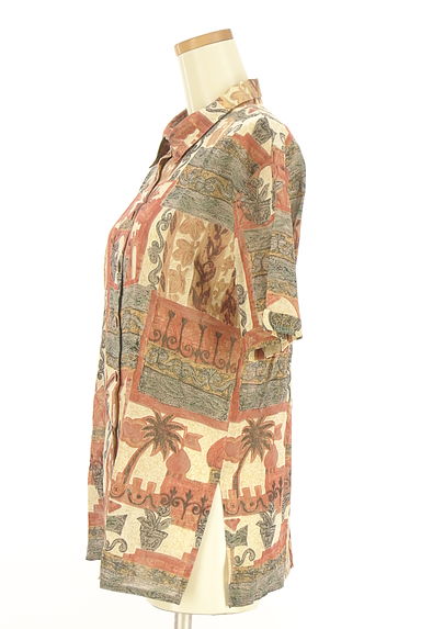 クリックで大画像表示 LEILIAN(レリアン)の古着「エスニック柄半そでシアーシャツ(ブラウス)」大画像3へ